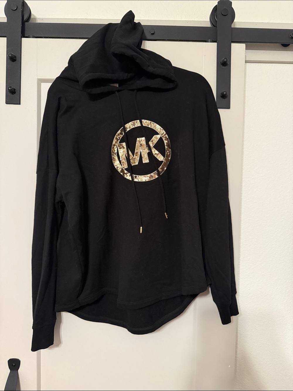 Michael Kors Black Hoodie with Gold MK Emblem